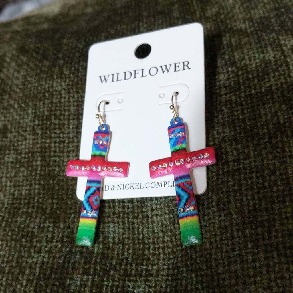 Multi Colored Cross Earrings 26$